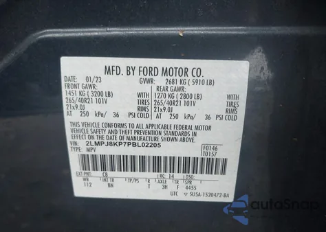 2023 Lincoln Nautilus Reserve из США, поврежденный, VIN 2LMPJ8KP7PBL02205